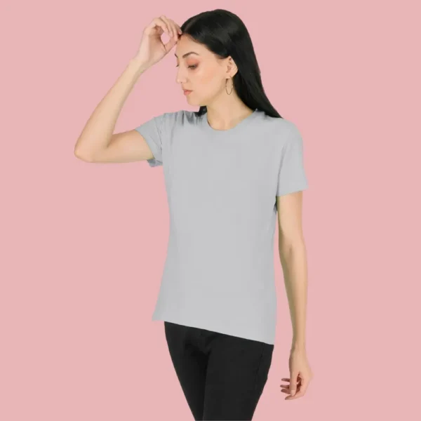 Grey HTR Solid Women Tshirt