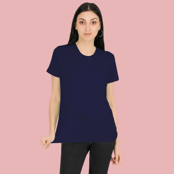 86-1.webp Navy Blue Solid Women Tshirts