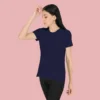 87-1-1.webp Navy Blue Solid Women Tshirts