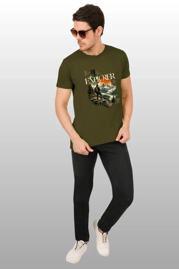 Olive Green Round Neck T-Shirt – Explorer
