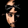 Black Round Neck T-Shirt – 2Pac Portrait Graphic