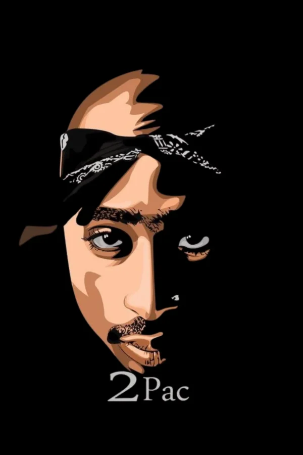 Black Round Neck T-Shirt – 2Pac Portrait Graphic