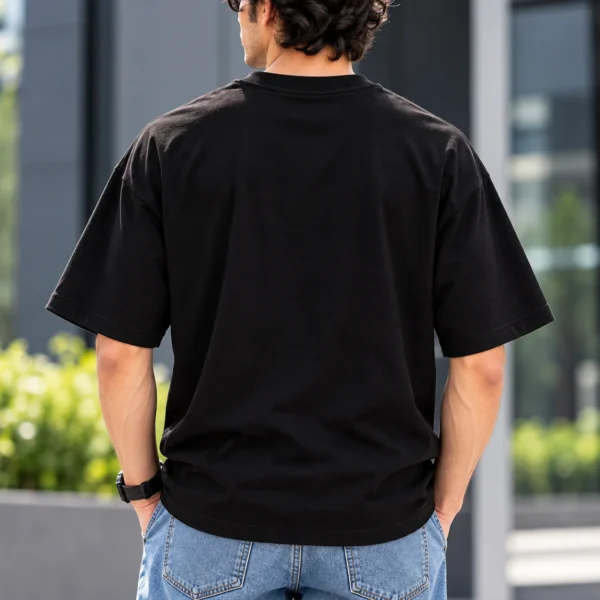 Black Oversized T-Shirt Back View Joe Vogue Black Oversized T-Shirt — Blue Voltage