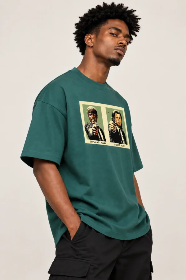 Forest Green Graphic Tee Portrait Forest Green Oversized T-Shirt – Say What Again Graphic