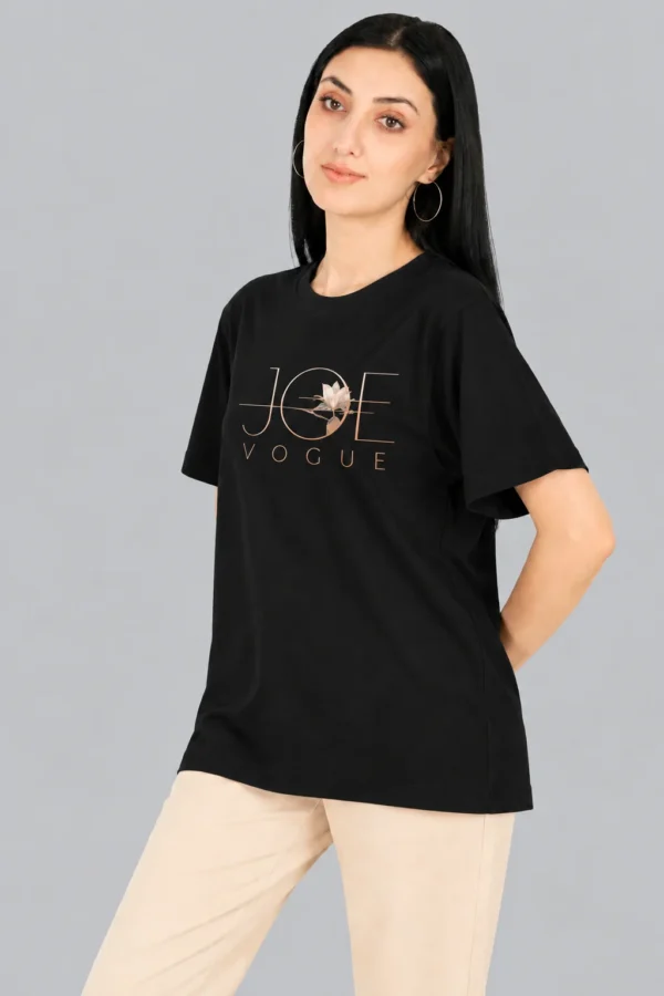 Joe Vogue Black Tee Portrait Black Women’s Free Size T-Shirt – Joe Vogue Signature