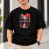 Close-up of the red and black City Soul Style graphic on the Joe Vogue T-shirt