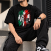 Joe Vogue Rule Your Reality T-Shirt Editorial Editorial portrait featuring a black oversized Joe Vogue graphic T-shirt