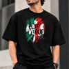 Joe Vogue Rule Your Reality T-Shirt Model Photo Model wearing black oversized Joe Vogue Rule Your Reality graphic T-shirt