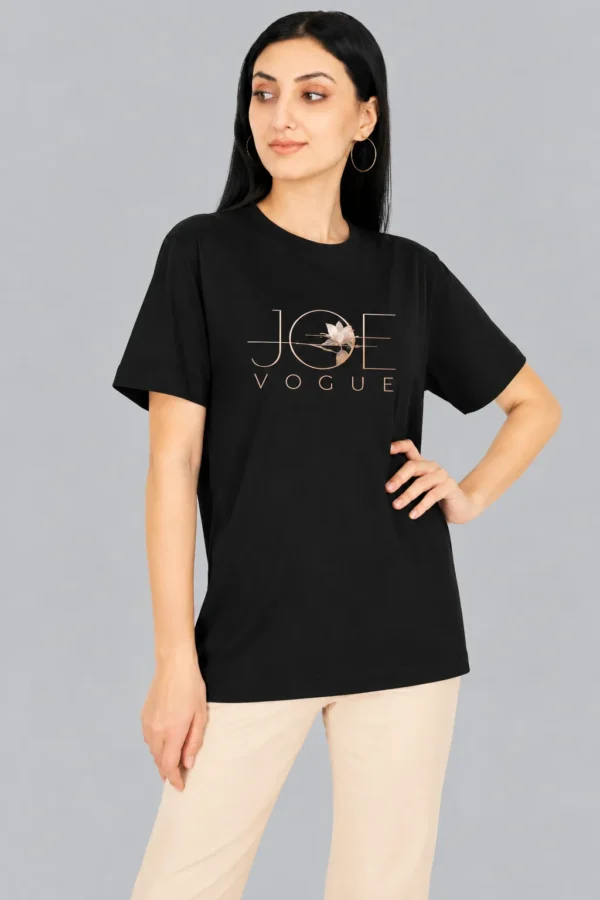 Minimalist JOE VOGUE T-Shirt Portrait Black Women’s Free Size T-Shirt – Joe Vogue Signature