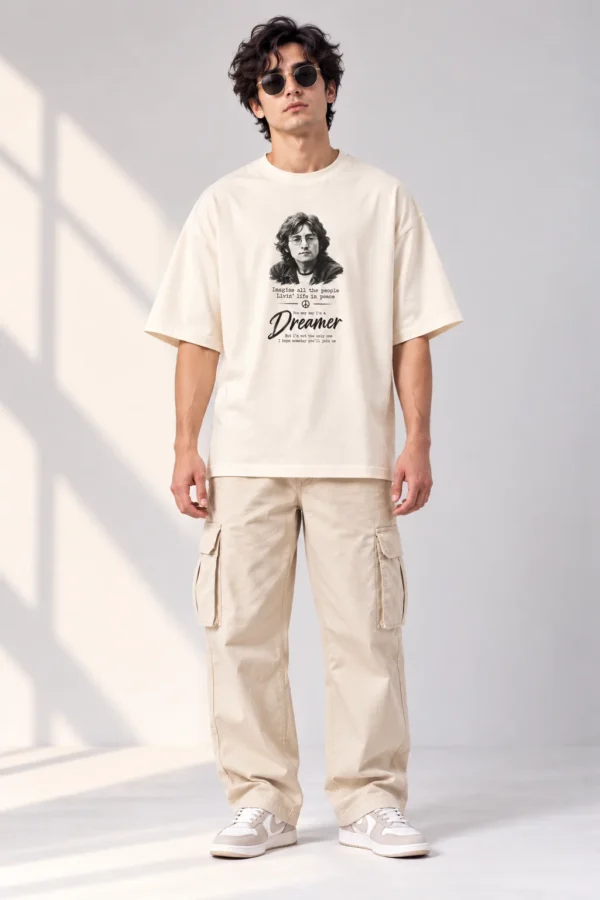 Off-White Oversized T-Shirt – Imagine Peace Dreamer