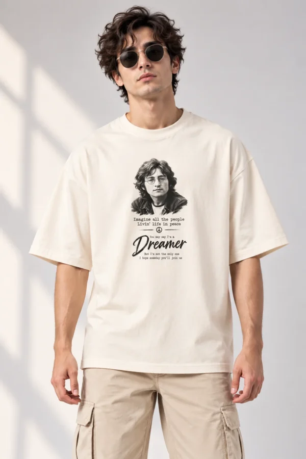 Off-White Oversized T-Shirt – Imagine Peace Dreamer