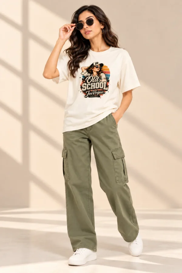 Joe Vogue Women’s Off-White Free Size T-Shirt — Old School