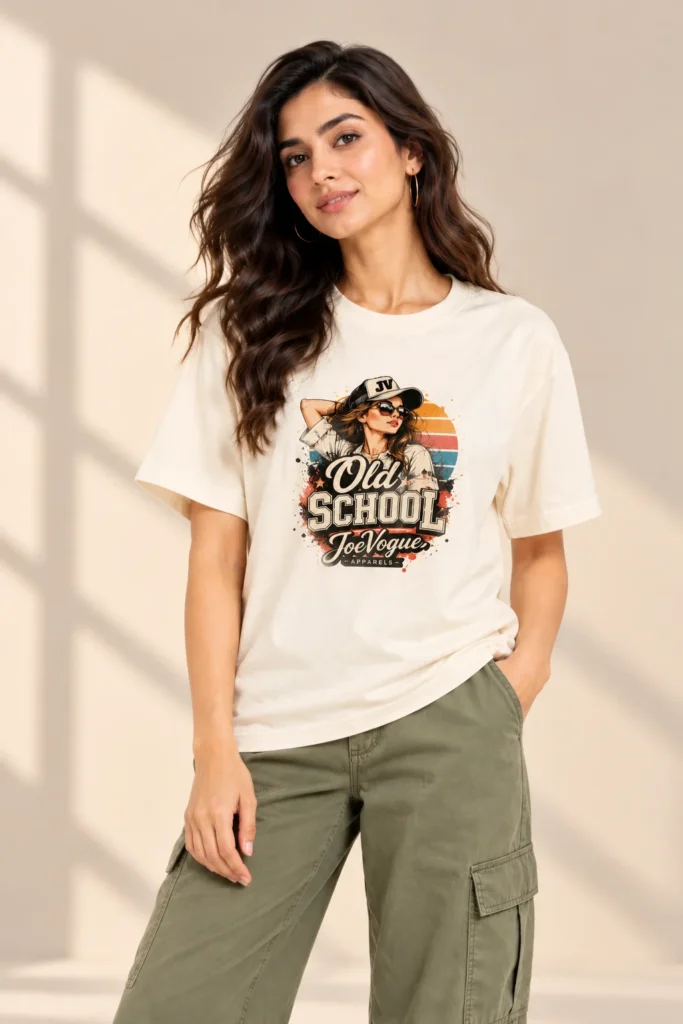 Joe Vogue Women’s Off-White Free Size T-Shirt — Old School