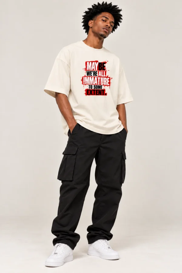 Off-White Oversized T-Shirt – Maybe We’re All Immature