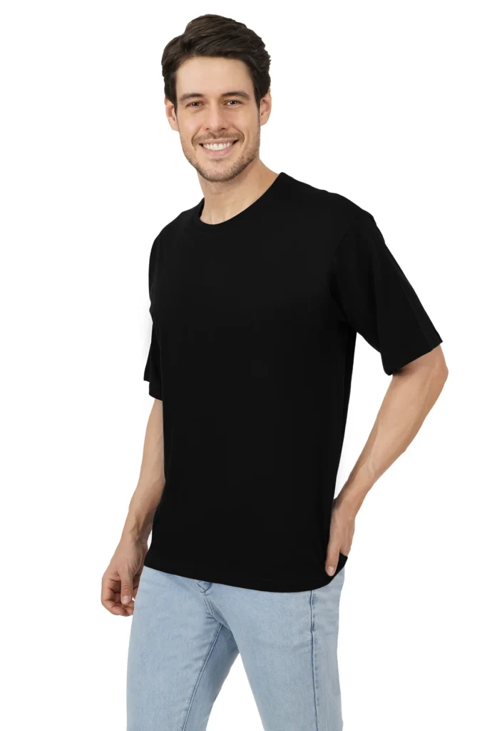 Joe Vogue Black Plain Oversized T-Shirt