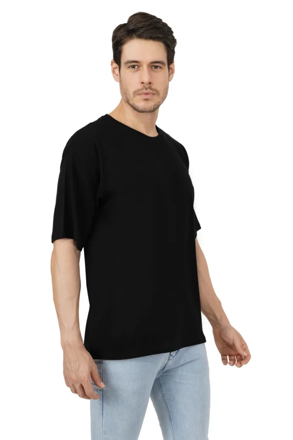 _PSO6246 Joe Vogue Black Plain Oversized T-Shirt