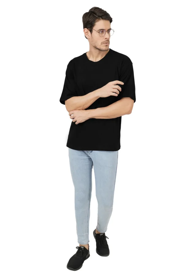 _PSO6249 Joe Vogue Black Plain Oversized T-Shirt