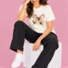 Pastel Pink Butterfly Fashion Portrait Off-White Women’s Free-Size T-Shirt – Butterfly Art