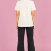 Pastel Pink Utility Fashion Portrait Off-White Women’s Free-Size T-Shirt – Butterfly Art