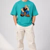 Popeye Graphic Tee Studio Portrait Dusty Turquoise Oversized T-Shirt – Popeye Cartoon Graphic