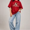 Joe Vogue Women’s Crimson Oversized T-Shirt — Signature JV
