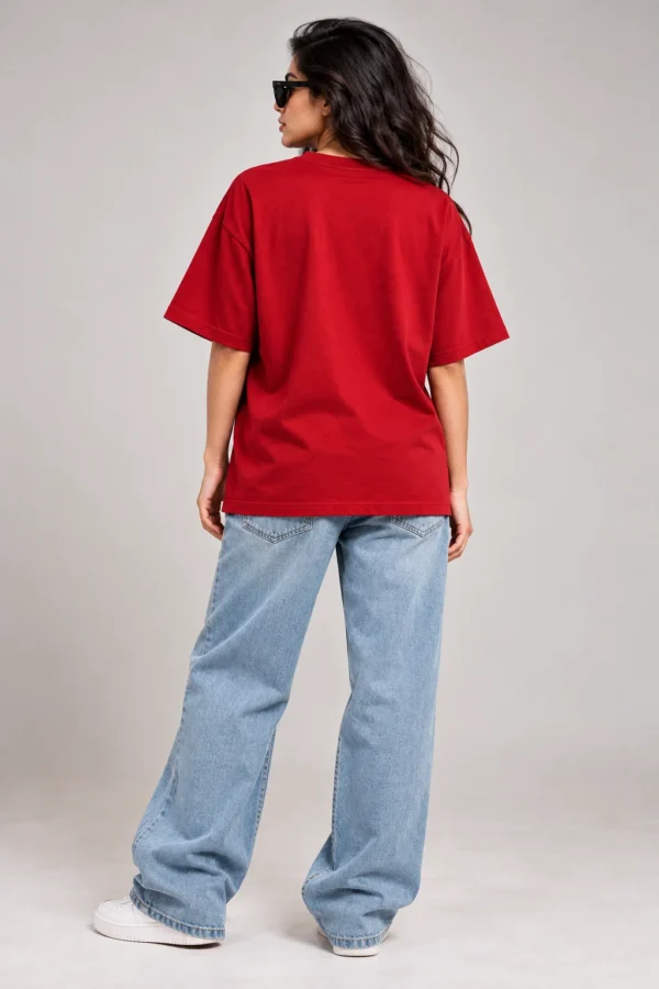 Joe Vogue Women’s Crimson Oversized T-Shirt — Signature JV