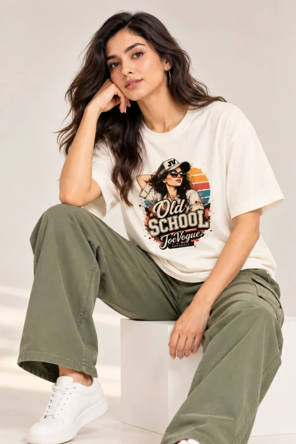 Joe Vogue Women’s Off-White Free Size T-Shirt — Old School