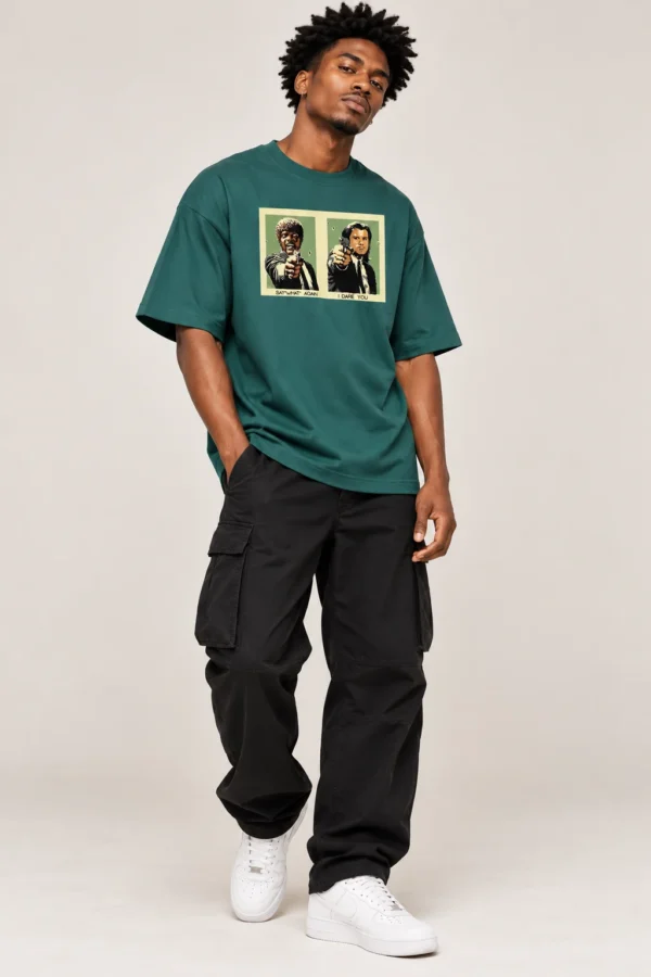 Streetwear Confidence in Green Forest Green Oversized T-Shirt – Say What Again Graphic