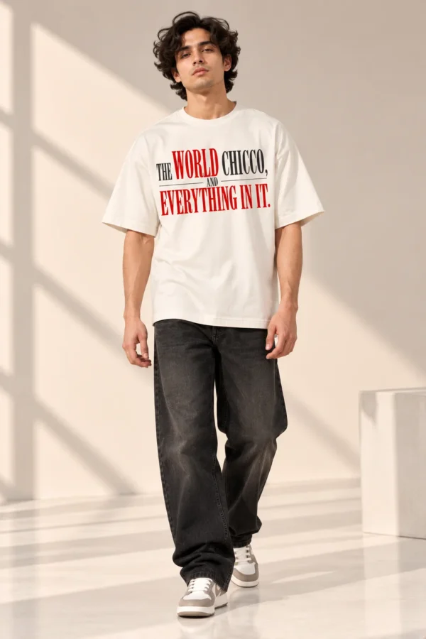 Sunlit Minimalist Graphic Tee Fashion Portrait (2) Off-White Oversized T-Shirt – The World Chico and Everything in It