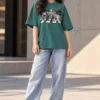 Forest Green Oversized T-Shirt – Abbey Road Music Graphic