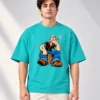 Teal Popeye Graphic Tee Portrait Dusty Turquoise Oversized T-Shirt – Popeye Cartoon Graphic