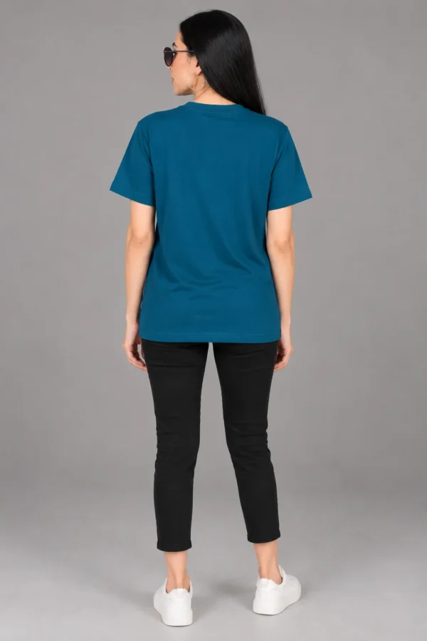 Petrol Blue Women’s Free-Size Round Neck T-Shirt – Simple Better Brighter