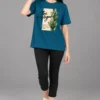 Petrol Blue Women’s Free-Size Round Neck T-Shirt – Simple Better Brighter