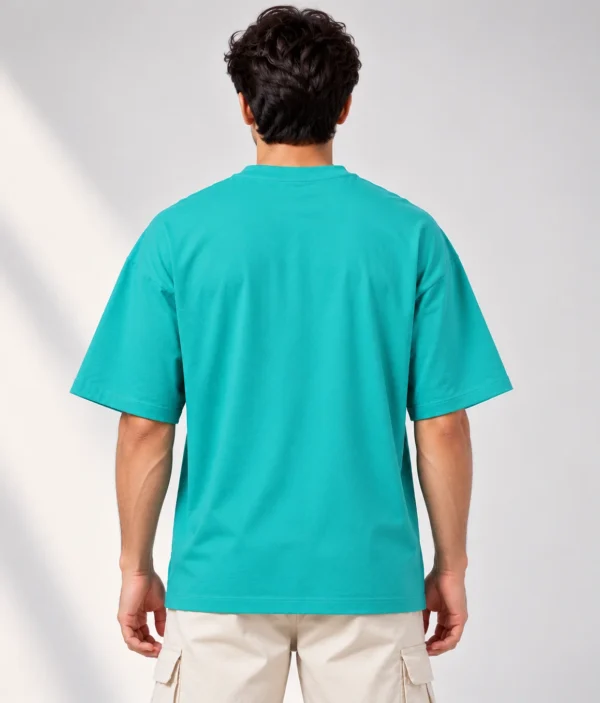 Turquoise Oversized T-Shirt Back View Dusty Turquoise Oversized T-Shirt – Popeye Cartoon Graphic