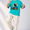 Turquoise Streetwear Sailor Graphic Pose Dusty Turquoise Oversized T-Shirt – Popeye Cartoon Graphic