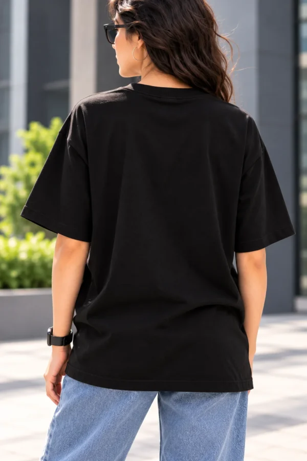 Urban Elegance in Black Joe Vogue Women’s Black Oversized T-Shirt — Simple Better Brighter