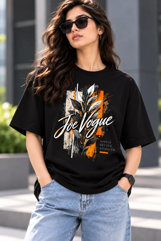 Joe Vogue Women’s Black Oversized T-Shirt — Simple Better Brighter